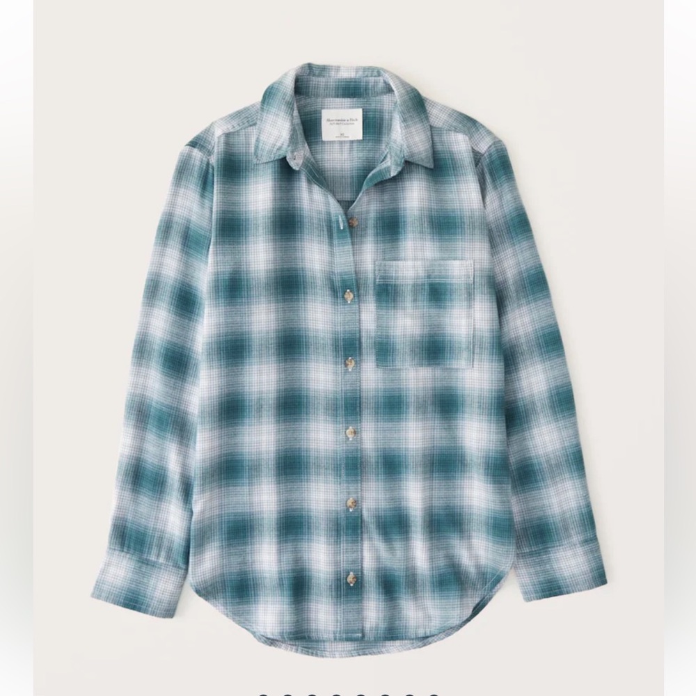ABERCROMBIE Soft AF Boyfriend Flannal Plaid Shirt NWT